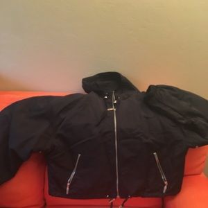 Cropped at waist, hooded coat , size L